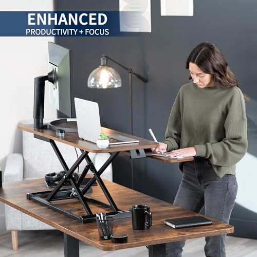 VIVO Rustic Vintage Brown 42 inch Standing Desk Converter, DESK-V042KN