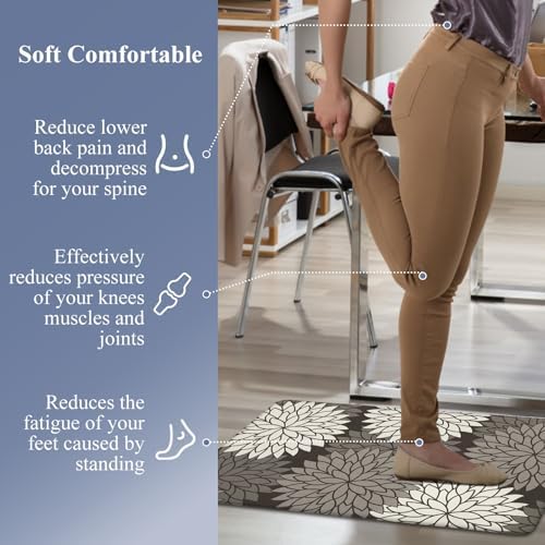 HEBE Anti Fatigue Kitchen Rugs Set of 2, Cushioned Kitchen Mats for Floor