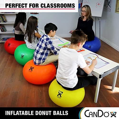CanDo 30-1954 Donut Swiss Stability Ball for Yoga, Pilates and Balance Training, 30" Diameter, Red