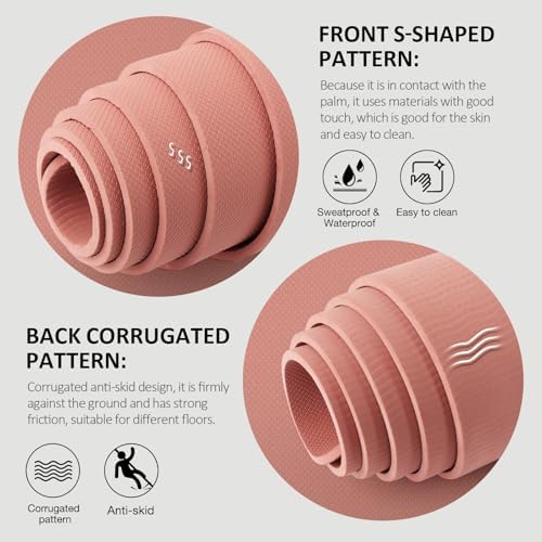 Gruper Yoga Mat Non Slip, Anti-Tear Workout Mat with Carrying Strap and Bag