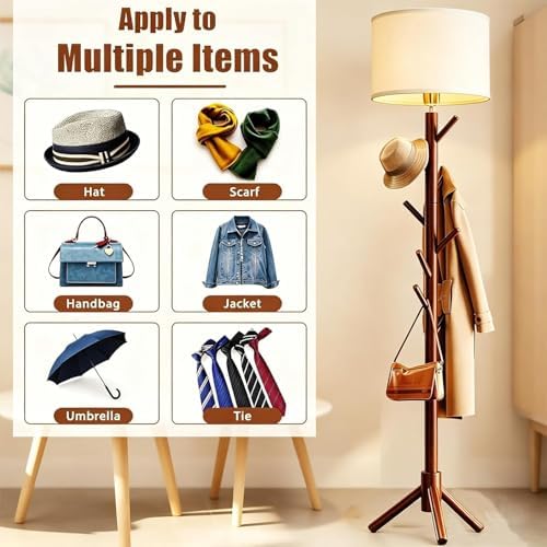 Floor Lamp with Coat Rack, 2-in-1 Entryway Standing Lamp with 7 Hooks, 3 Color Dimmable 78.8" Tall Lamps for Living Room Corner, Bedroom, Small Apartments & Foyers