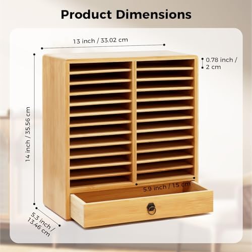 Marker Organizer, Bamboo Storage Rack With Drawer for Hold 216 Markers