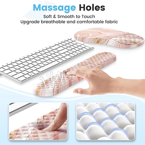 HAOCOO Ergonomic Keyboard Wrist Rest & Mouse Pad Set, Rose Gold Pink