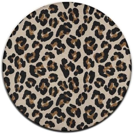 Large Home Decor Mat, Soft Round Yoga Carpet, Non-Slip Machine Washable Kitchen Office Circle Rug Compatible with Leopard Cheetah Print