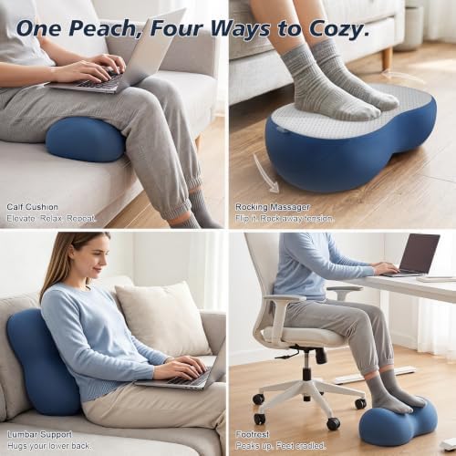 Foot Rest Under Desk, Memory Foam Ergonomic Foot Stool, Navy Blue