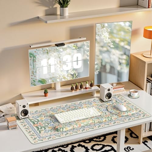 iCasso Green Desk Pad Mat, Large Mouse Pad and Keyboard Wrist Rest Set