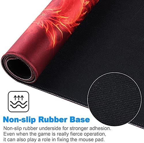 Large Gaming Mouse Pad with Stitched Edges,[27.5x11.8In] Extended Mouse Pad with Non-Slip Natural Rubber Base for Gamer/Desktop/Office/Home (70x30 Red dragonus)