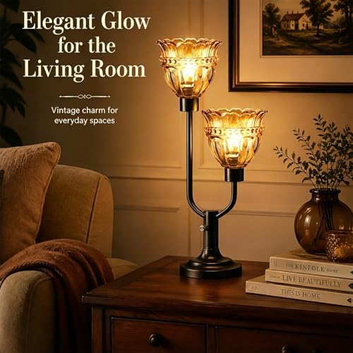 Lightdot Mid Century Modern Table Lamp Dimmable Vintage Black Glass Lamp