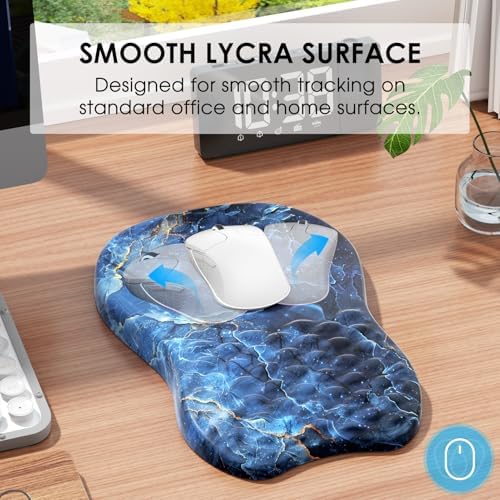 MROCO Ergonomic Mouse Pad with Wrist Support, 11.8 x 7.8 in, Ocean Marble