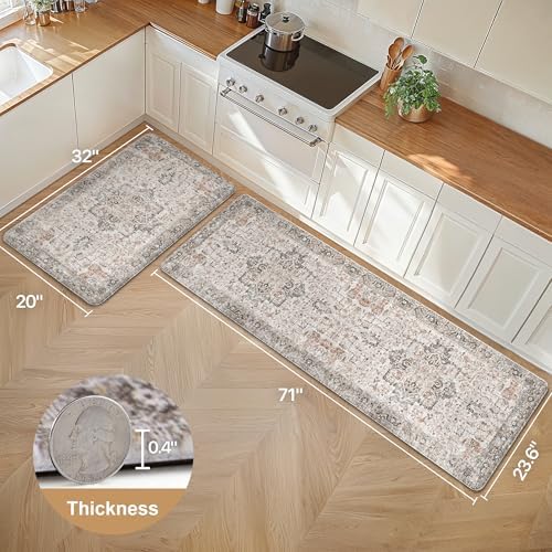 GENIMO Anti Fatigue Kitchen Mats for Floor 2PCS, Standing Rugs,GrayTaupe