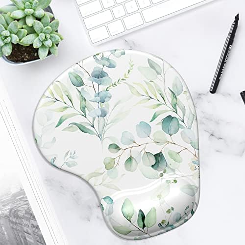 ITNRSIIET Ergonomic Mouse Pad with Gel Wrist Support Wrist Rest Smooth Surface Non-Slip PU Base Comfortable Office Supplies Pain Relief, 9.5 x 8 inches, Leaves and Branches