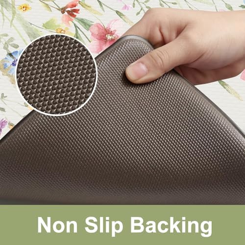 KIMODE Anti Fatigue Kitchen Mats for Floor, Floral Kitchen Rugs Set of 2