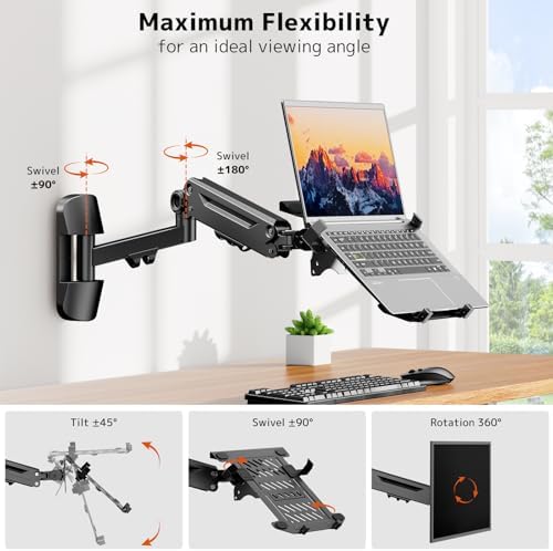PUTORSEN 2-in-1 Laptop Wall Mount for 10-17" Notebook & 17-40" Screen