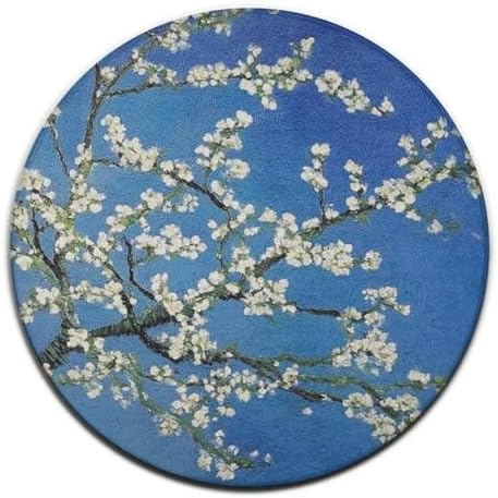 Highly Premium Quality Floor Mat, Office Chair Decor Mat, Room Sofa Yoga Soft Round Carpet Beautiful Apricot Flower Blossom Art, 24inch