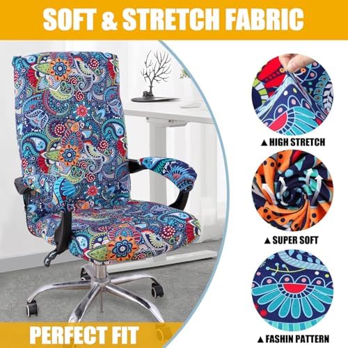 Smiry Office Computer Chair Cover with Armrest Covers, Blue Green