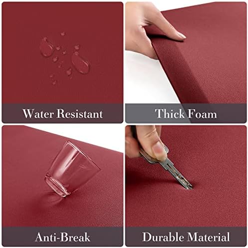 HappyTrends Kitchen Mat,17.3"x28"+17.3"x60" Red, Cushioned Comfort