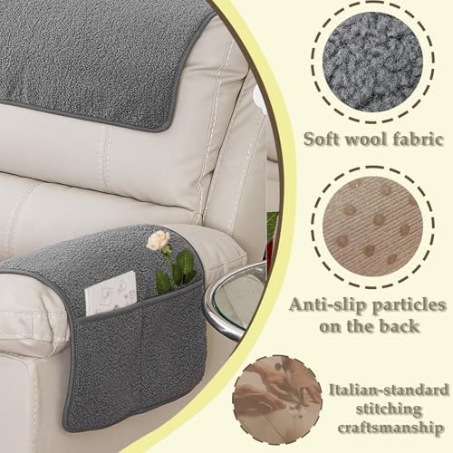 Armrest Covers for Recliner set of 3 Couch Arm Covers with Pockets for Sofa