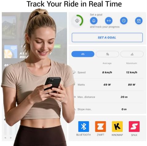 CURSOR Exercise Bike, Magnetic Friction Stationary Bikes for Home with APP