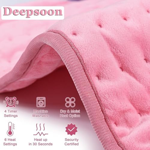 Heating Pad,Electric Heating Pads,Heating Pad for Back,Pink,33x17 Inch
