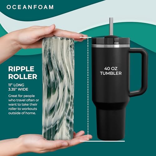 Oceanfoam Ripple Small Foam Roller for Physical Therapy (Hunter Marbled)