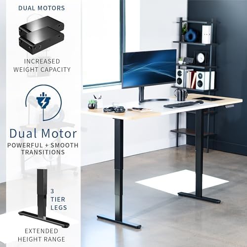 VIVO White/Light Wood 71 x 30 in Standing Desk, DESK-KIT-2B7WC