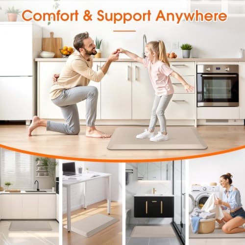 Kitchen Mat for Floor, Anti-Fatigue Mat Kitchen Rug, 17.3"x28"x0.8'', Khaki
