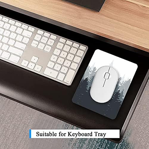 Small Mouse Pad, Mini Mouse Pad 6 x 8 in, Thick Rubber Waterproof Mouse Mat, Cute Mousepad for Women Men Kids Wireless Mouse Mini Laptops Keyboard Tray Home Office Travel, Black White Forest