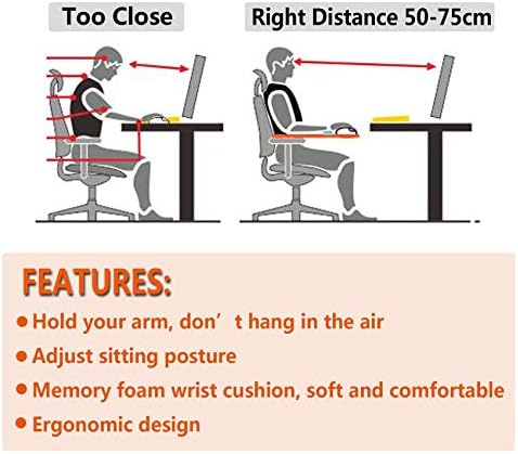 Armrest Mouse pad with arm Wrist Rest Support Adjustable Ergonomic Computer Mouse mat for Chair Home&Office Chair Extender Attachable Black White