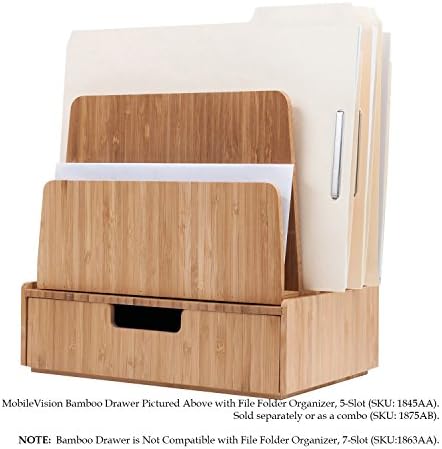Mobilevision Bamboo Drawer, Stackable Storage Solution for office products pens, pencils, scissors, notepads, business cards and more