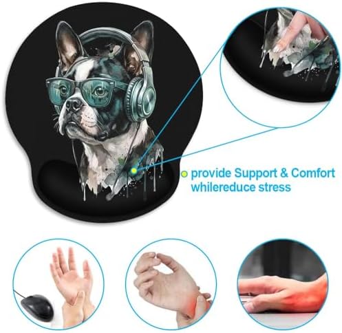 Britimes Ergonomic Mouse Pad with Wrist Support, Bulldog Colorful