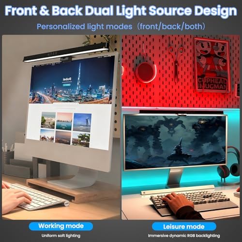 HomeBeyond Monitor Light Bar, USB LED Task Lamp for Flat Screens, Eye-Care Dimmable Desk Lamp with Touch Control, No Glare Reading Light for Home Office