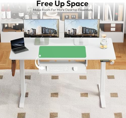 48 x 24 Inch Electric Standing Desk with Keyboard Tray, White