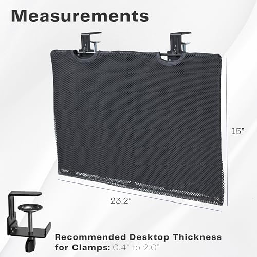 VIVO Black Clamp-on 24 inch Desk Cable Management Sleeve, DESK-SKIRT-24P