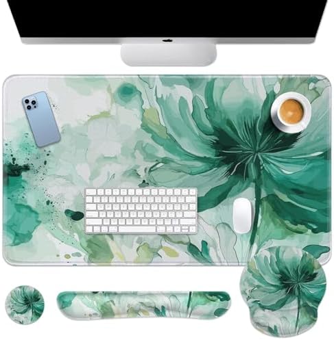 Britimes Keyboard Mouse Pad Set, 4 in 1 Desk Mat Set, Colorful Floral