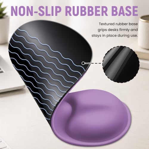 Ergonomic Mouse Pad with Wrist Rest, Gel Wrist Support, Purple Cat