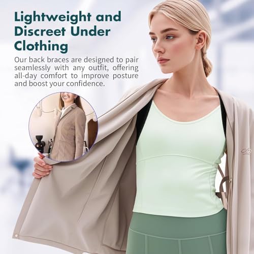 Posture Corrector for Women and Men - Back Brace for Rounded Shoulders & Upper Back Support - Breathable Shoulder Brace for Computer Work&Desk Job,Invisible Under Clothes, Large(Chest Size 28-45")