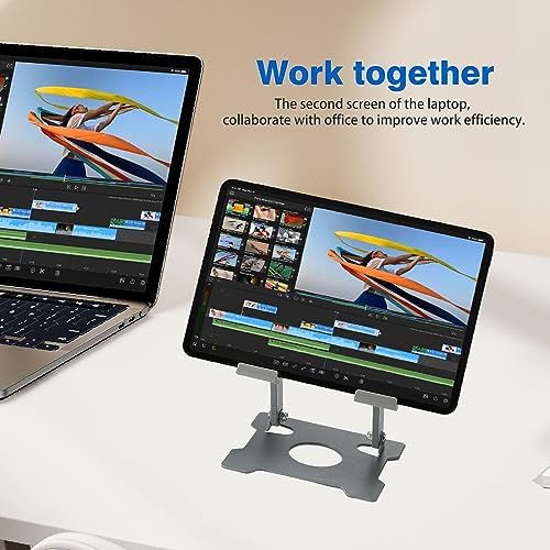 KABCON Tablet Stand,Tablet Holder for iPad,Adjustable Portable Multi Angle Desktop Stand Compatible with iPad Pro 9.7 10.5 12.9 Air Mini 1-4,Galaxy Tabs,Surface Pro Tablets,Kindle,E-Reader,Nexus-Grey