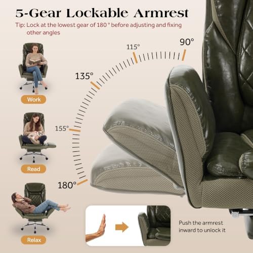 Big and Tall Executive Criss Cross Office Chair with Footrest Flip Armrest