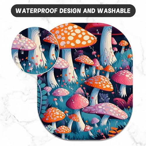 Small Mouse Pad, 6 x 7 Inch, Oval Mini Mouse Pad with Non-Slip Rubber Base for Laptop Wireless Mouse Keyboard Tray Mousepad, Pretty Mushroom