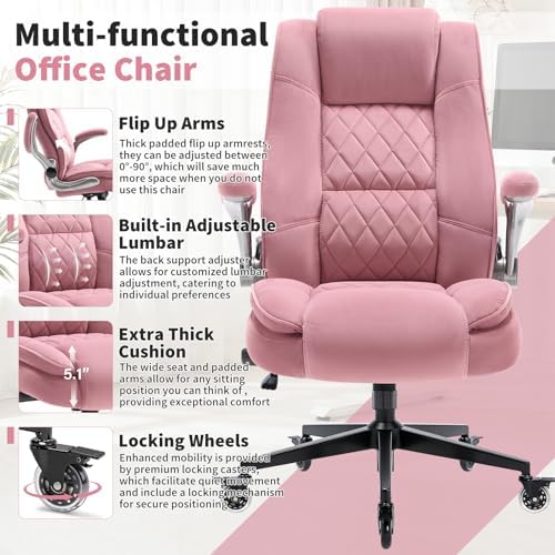 Fabric High Back Office Chair, Thick Padded Ergonomic Computer Desk Chair