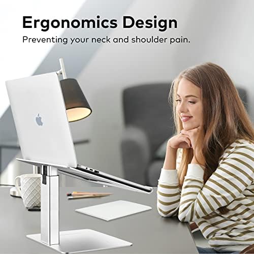Laptop Stand for Desk, Ergonomic Aluminum Laptop Stand Adjustable Height from 7-15", Sitting and Standing Laptop Riser for 10-17" Notebook