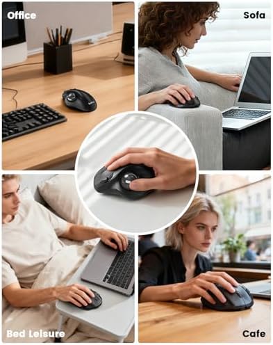 SABLUTE MAM2 Wireless Trackball Mouse Ergonomic with 5 Levels DPI-Grey Ball