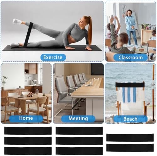 Chair Bands for Kids with Fidgety Feet, 8 Pack Desk Fidget Bands for Classroom, ADHD Tools for Kids Teacher School Classroom Home Sensory ADHD ADD Autism Needs (Black)