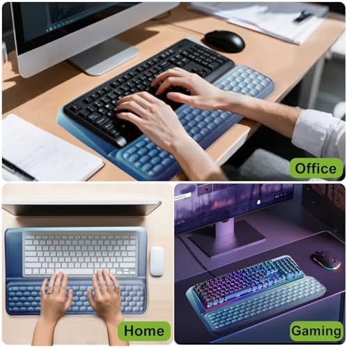Wrist Rest with Keyboard Stand, Ergonomic Keyboard Riser Holder with Memory Foam Wrist Support Pad, Desk Cushion Easy Typing for Home Office Laptop Computer Gaming, Dark Blue Gradient