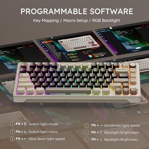 iLovBee B75 Wireless Mechanical Keyboard with Knob, Linear Switch, Mocha