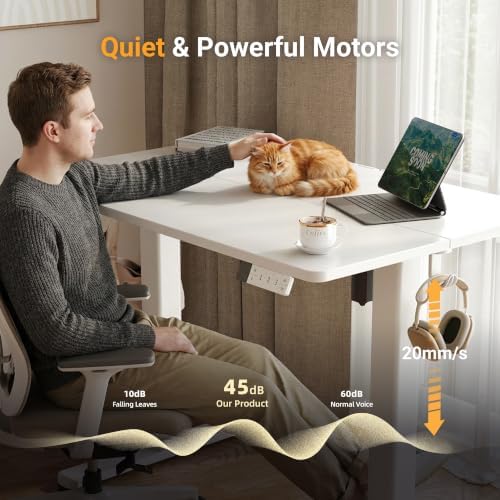 YDN 40 x 24 Inch White Electric Standing Desk