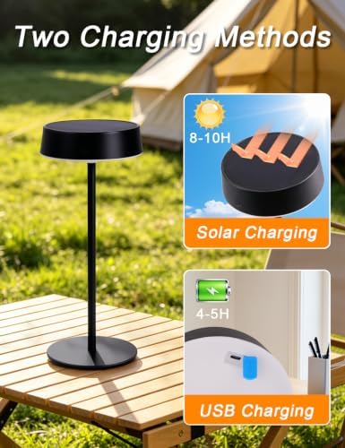Solar Table Lamp Rechargeable, Waterproof Shower Lamp
