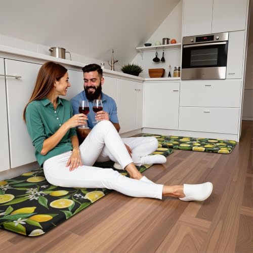 Lemon Kitchen Decor Mat, Extra Long Anti Fatigue Kitchen Mats