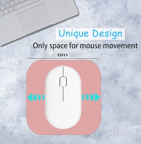 Mini Mouse Pad, 6x6 Inches, Waterproof Non-Slip Rubber Base, for Laptop, Keyboard Tray, Wireless Mouse, Home, Office, Travel (Pink)