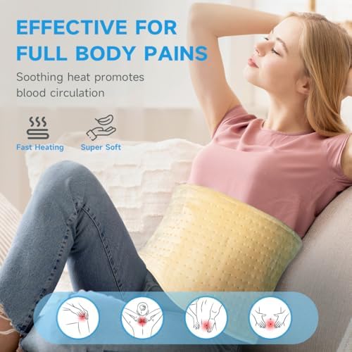 GOTCOZY Heating Pad 12"x24" for Back Pain Relief & Cramps(Yellow)